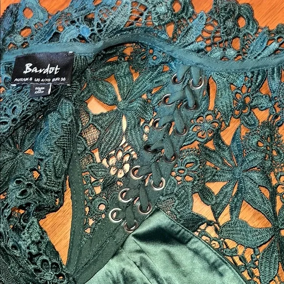 Bardot Green Sheath Midi Dress Mock Neck Sleeveless - Picture 13 of 16